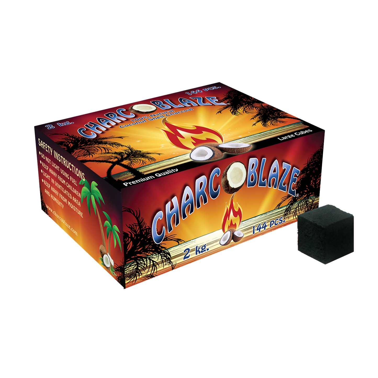 Charcoblaze Hookah Charcoal Cubes - 144pcs (2kg) - HFN